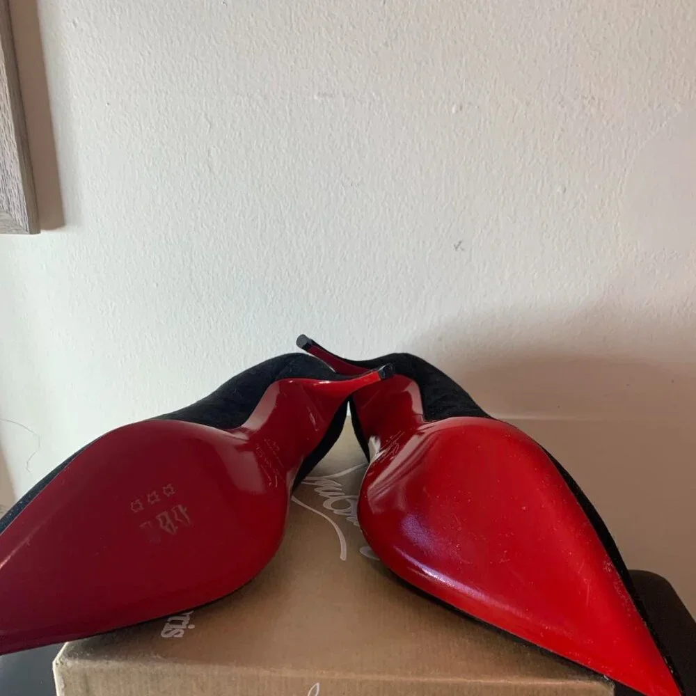 NWB CHRISTIAN LOUBOUTIN CL 80 Swarovski crystal-embellished suede pumps - Picture 8 of 8